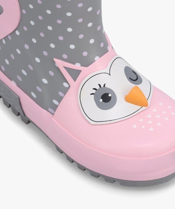 Bottes de pluie bébé fille à anses motif chouette en relief  vue6 - GEMO(BEBE DEBT) - GEMO