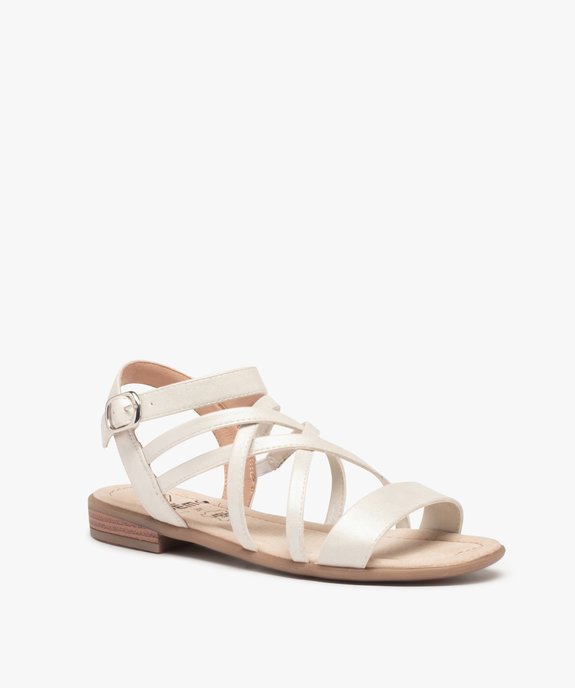 Nu-pieds femme à talon plat et fines brides unies Coupe spéciale pied large vue2 - GEMO (CASUAL) - GEMO