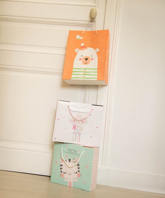 Pochette cadeau bébé avec motif ours polaire en papier recyclé vue6 - GEMO 4G BEBE - GEMO
