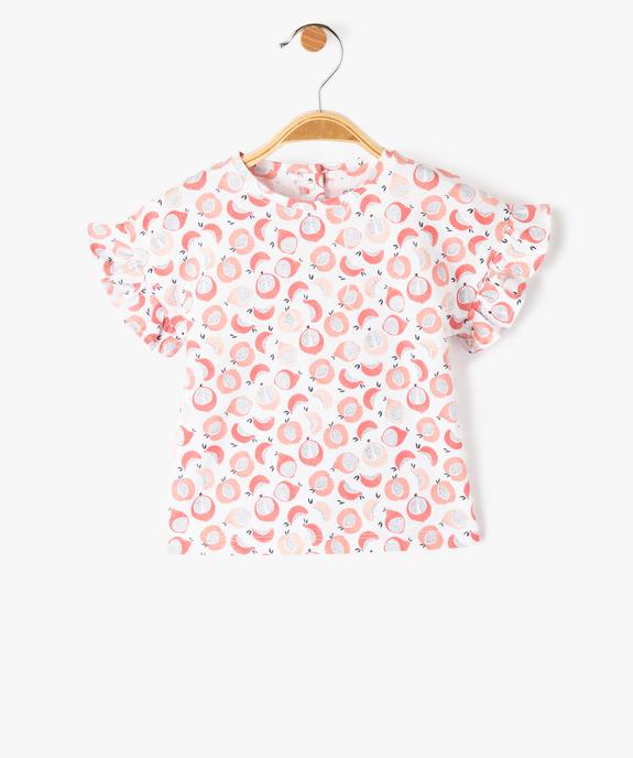Tee-shirt bébé fille imprimé à manches courtes volantées vue1 - GEMO(BEBE DEBT) - GEMO