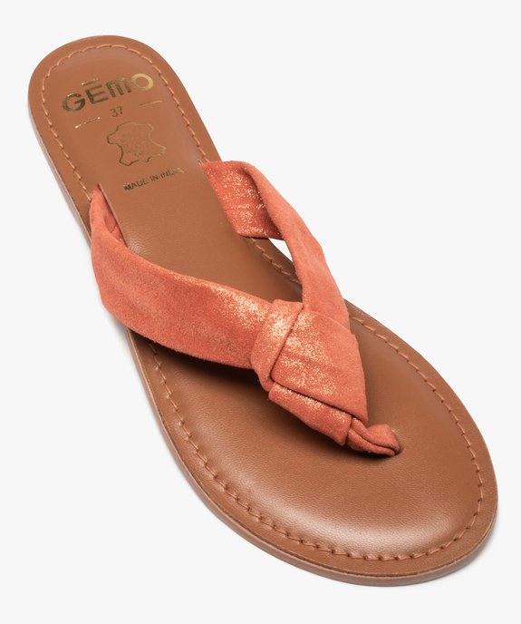 Tongs femme à large bride en cuir finement pailleté vue5 - GEMO (CASUAL) - GEMO