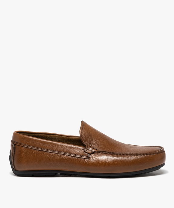 Mocassins homme en cuir grainé uni - Taneo vue1 - TANEO - GEMO