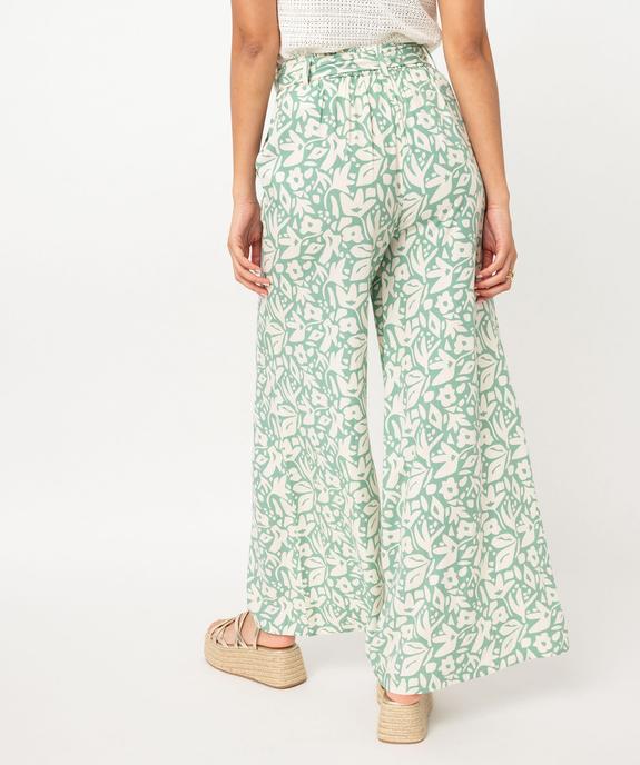 Pantalon large et fluide à taille haute ceinturée femme vue3 - GEMO 4G FEMME - GEMO