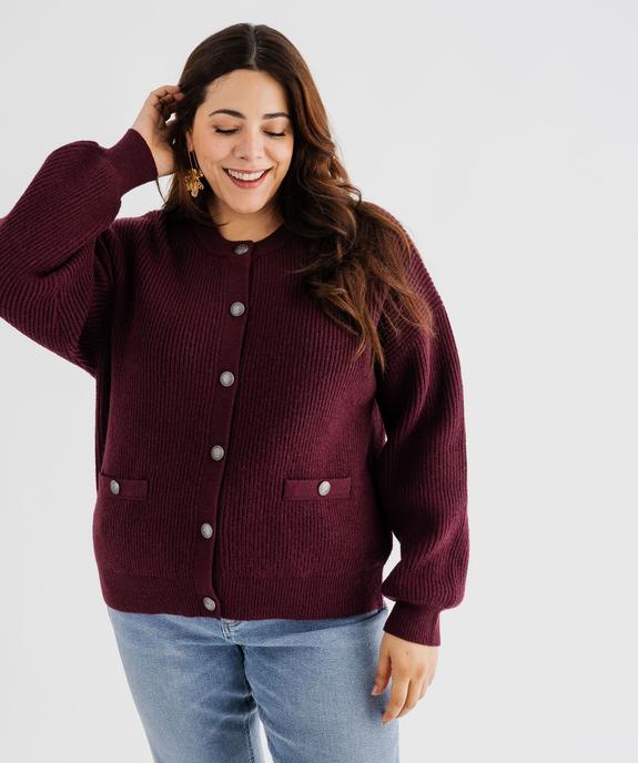 Gilet à col rond en grosse maille femme grande taille vue1 - GEMO (G TAILLE) - GEMO