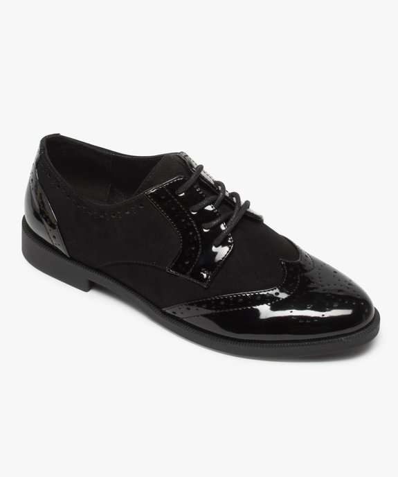 Derbies femme avec bout fleuri en amande et touches vernies vue5 - GEMO (CASUAL) - GEMO