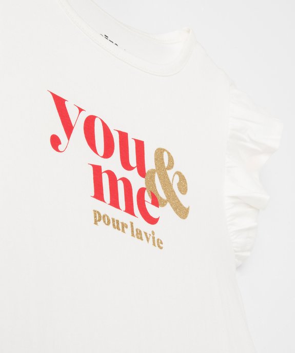 Tee-shirt sans manches avec inscription pailletée fille vue2 - GEMO 4G FILLE - GEMO