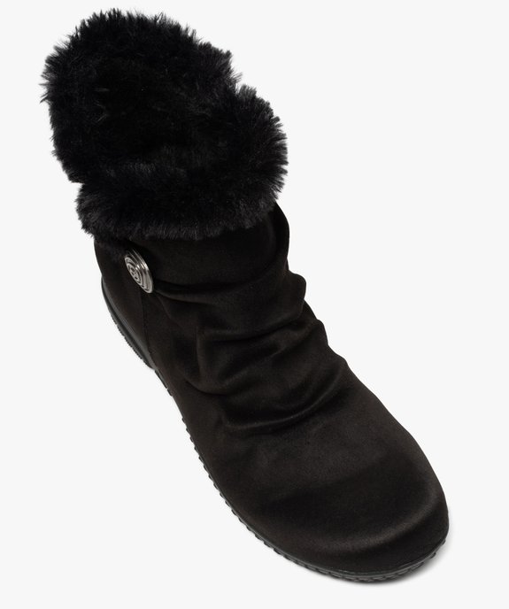 Boots fourrées femme zippées en suédine unie  vue5 - GEMO (CONFORT) - GEMO