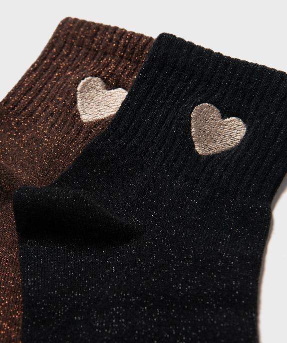 Chaussettes basses pailletées avec cœur brodé femme (lot de 2 paires) vue2 - GEMO(HOMWR FEM) - GEMO