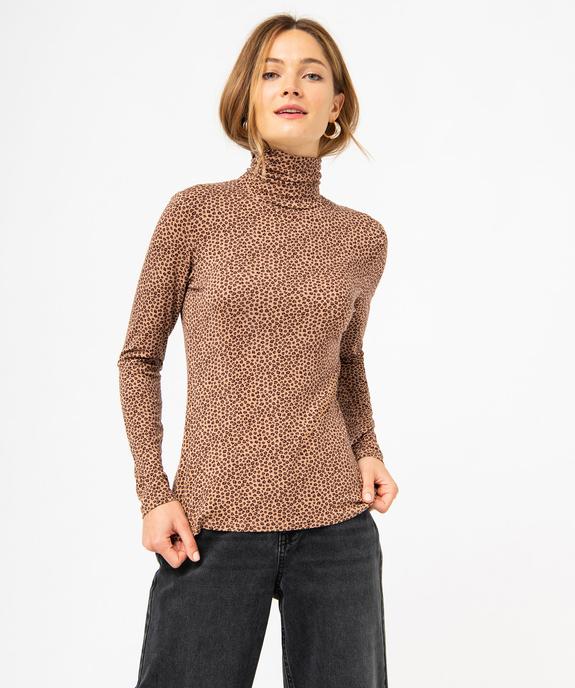 Tee-shirt manches longues et col roulé moulant femme vue6 - GEMO 4G FEMME - GEMO