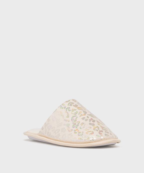 Mules d’intérieur à motifs tachetés scintillants femme vue2 - GEMO 4G FEMME - GEMO