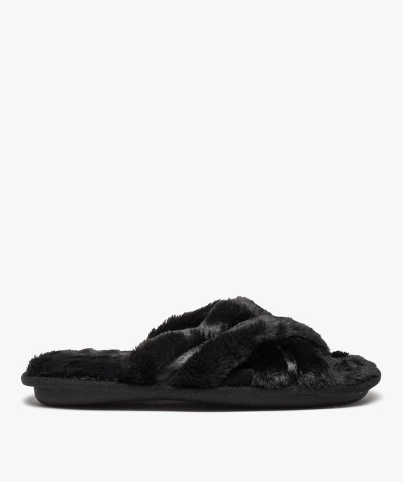 Chaussons femme mules ouvertes en fourrure imitation vue1 - GEMO(HOMWR FEM) - GEMO