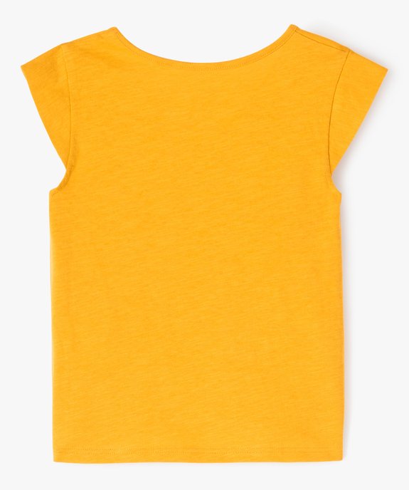 Tee-shirt droit à manches très courtes et broderie fille vue3 - GEMO 4G FILLE - GEMO