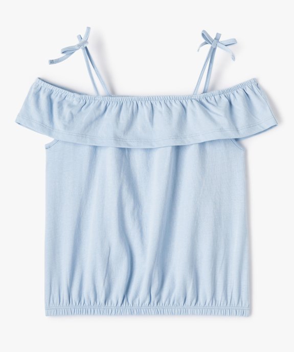 Tee-shirt fille à épaules dénudées et volant vue1 - GEMO (ENFANT) - GEMO