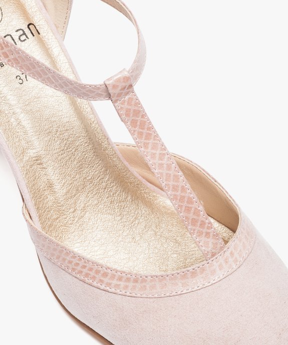 Escarpins femme à talon dessus en suédine et bride vernie style Salomé vue6 - VALENTINA BALDA - GEMO