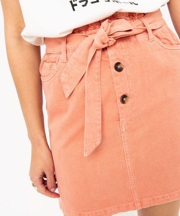 Jupe en toile denim avec ceinture femme vue2 - GEMO 4G FEMME - GEMO