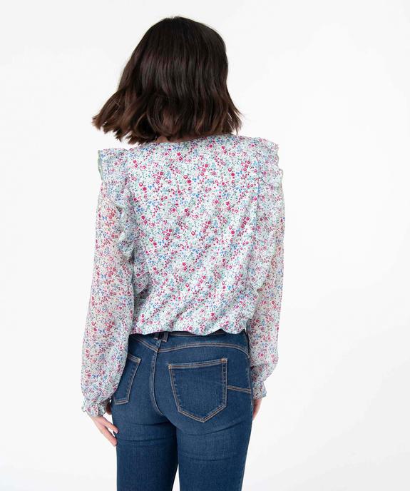 Tee-shirt femme avec manches en voile et volants vue3 - GEMO(FEMME PAP) - GEMO