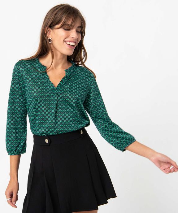 Tee-shirt femme à manches 3/4 avec décolleté en V vue1 - GEMO 4G FEMME - GEMO