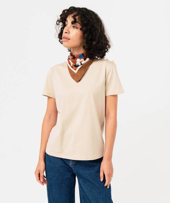 Tee-shirt manches courtes à boutons décoratifs femme vue1 - GEMO(FEMME PAP) - GEMO