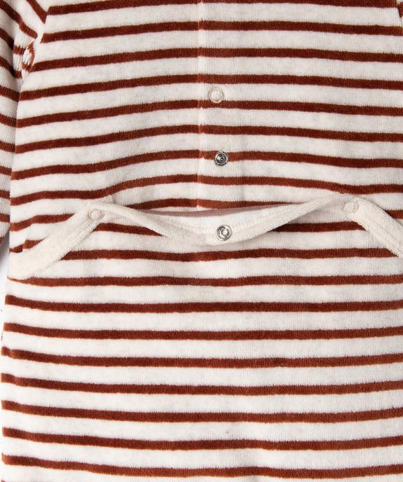 Pyjama en velours à rayures avec inscription brodée bébé garçon vue3 - GEMO 4G BEBE - GEMO