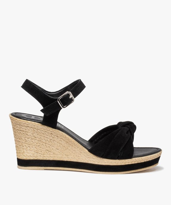 Sandales femme compensées dessus cuir suédé - Tanéo vue1 - TANEO - GEMO