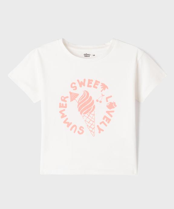 Tee-shirt manches courtes en jersey de coton imprimé fille vue1 - GEMO 4G FILLE - GEMO