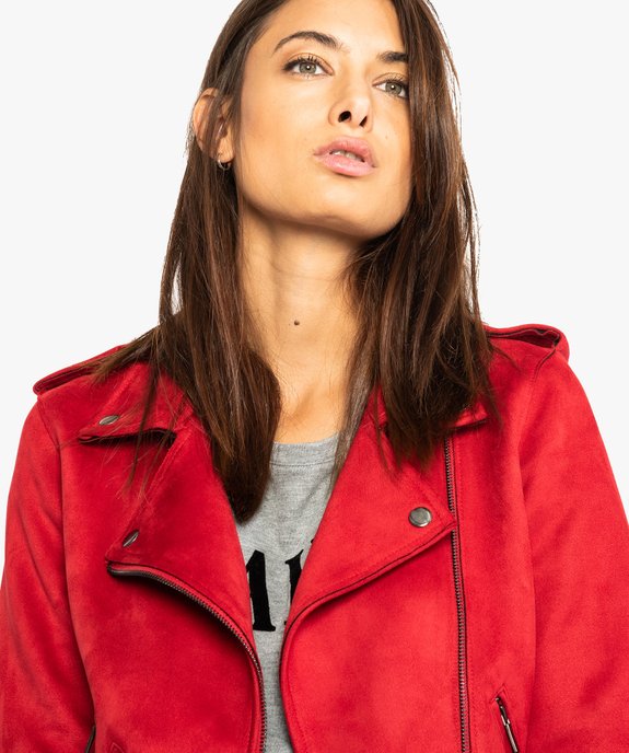 Blouson style perfecto aspect suédine vue2 - FOLLOW ME - GEMO