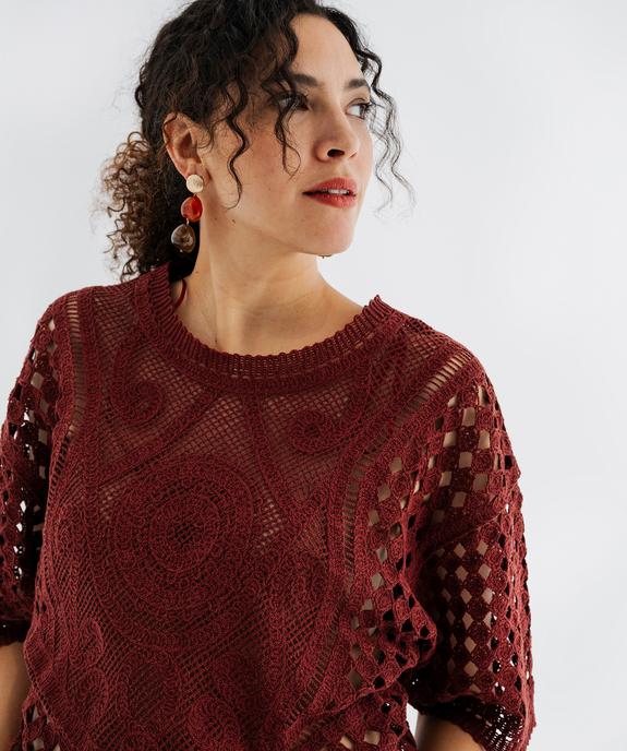 Pull manches courtes ajouré façon crochet femme vue2 - GEMO(FEMME PAP) - GEMO