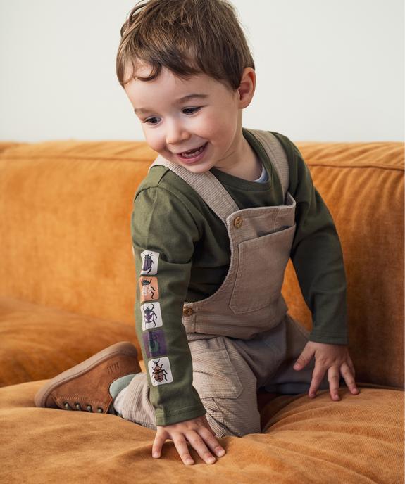 Ensemble 2 pièces salopette et tee-shirt manches longues bébé garçon vue1 - GEMO(BEBE DEBT) - GEMO