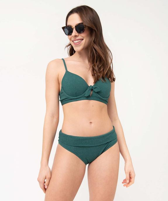 Bas de maillot de bain femme pailleté forme culotte taille haute vue3 - GEMO 4G FEMME - GEMO