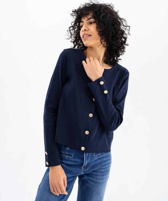 Veste légère à col rond avec boutons métalliques femme - LuluCastagnette vue2 - LULUCASTAGNETTE - GEMO