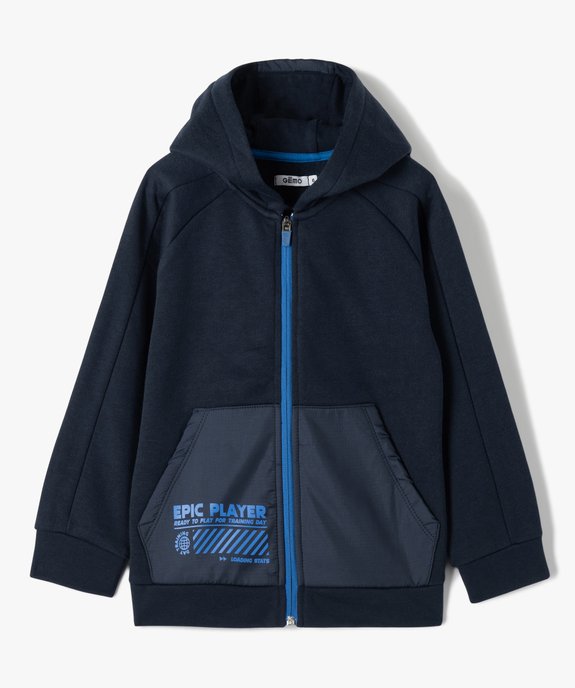 Sweat garçon zippé bimatière à capuche vue1 - GEMO (ENFANT) - GEMO