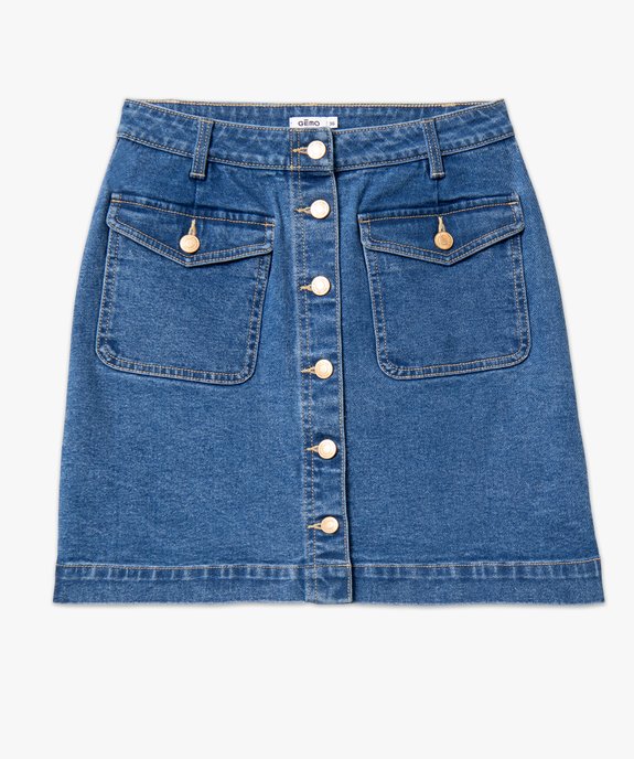 Jupe en jean boutonnée sur l’avant femme vue4 - GEMO 4G FEMME - GEMO