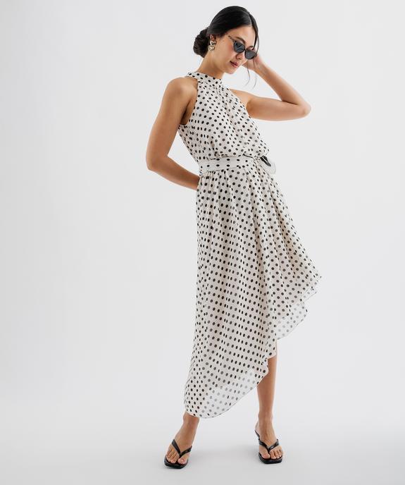 Robe longue sans manches asymétrique à pois femme vue4 - GEMO(FEMME PAP) - GEMO