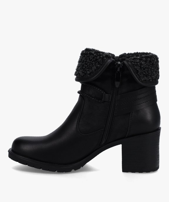 Boots femme à talon carré et col sherpa vue3 - GEMO(URBAIN) - GEMO