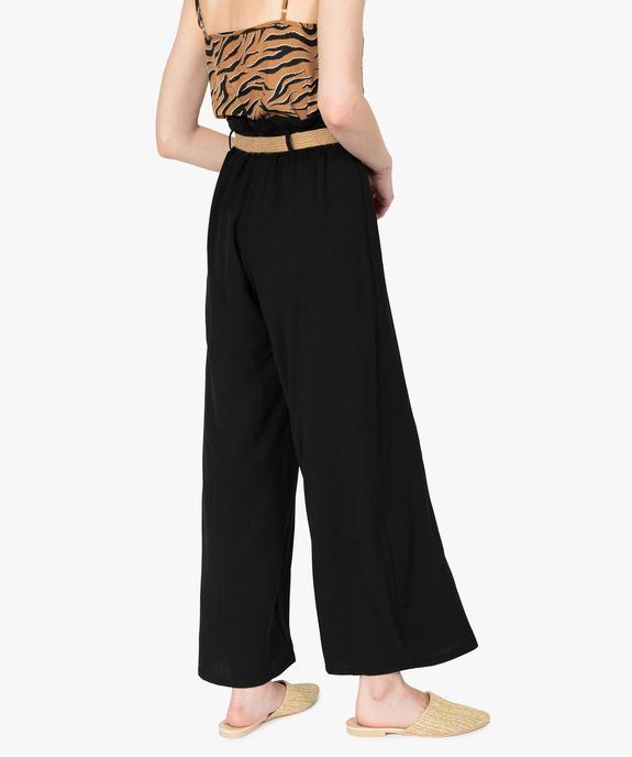 Pantalon femme large et fluide à taille haute froncée vue3 - GEMO(FEMME PAP) - GEMO