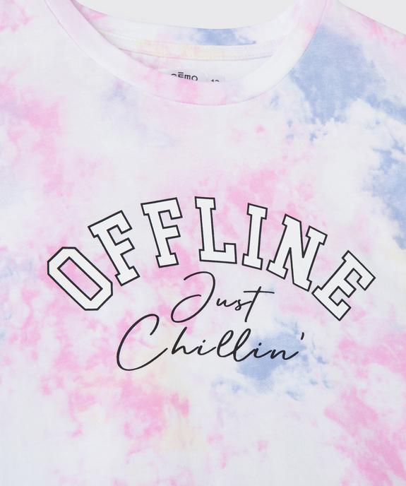 Tee-shirt fille large et court tie-and-dye vue3 - GEMO (JUNIOR) - GEMO