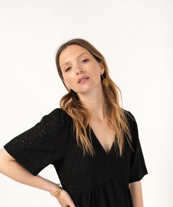 Robe à manches courtes en maille ajourée femme vue2 - GEMO 4G FEMME - GEMO