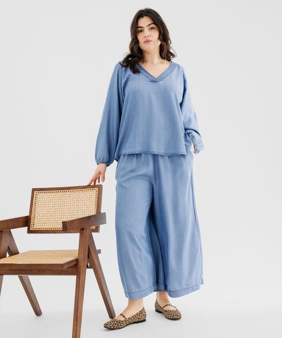 Pantacourt large en Lyocell femme grande taille vue4 - GEMO 4G GT - GEMO