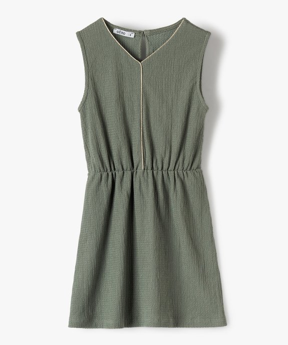 Robe fille en maille gaufrée avec col V doré vue1 - GEMO (ENFANT) - GEMO