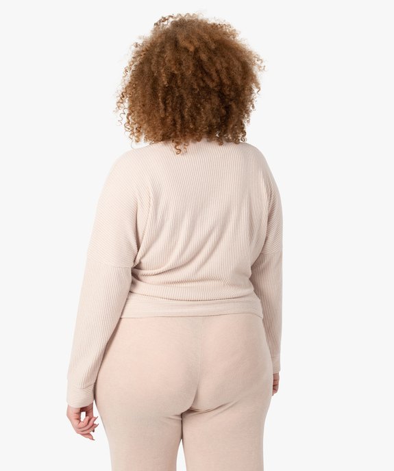 Tee-shirt femme grande taille à manches longues forme cache-cœur  vue3 - GEMO(HOMWR FEM) - GEMO