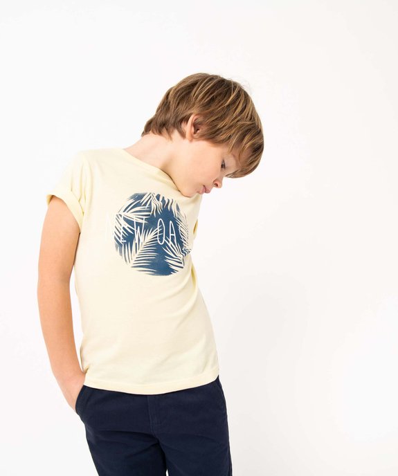 Tee-shirt garçon avec motif feuillage sur la poitrine vue1 - GEMO (ENFANT) - GEMO
