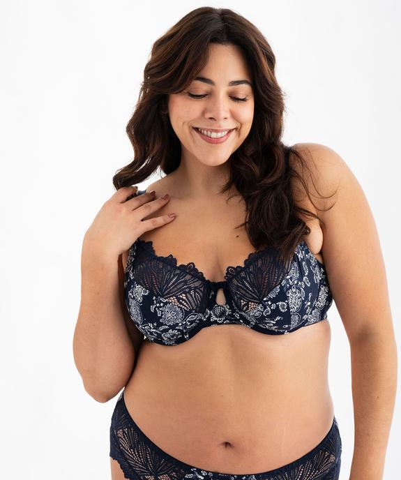 Soutien-gorge emboitant en microfibre et dentelle femme grande taille vue3 - GEMO(HOMWR FEM) - GEMO