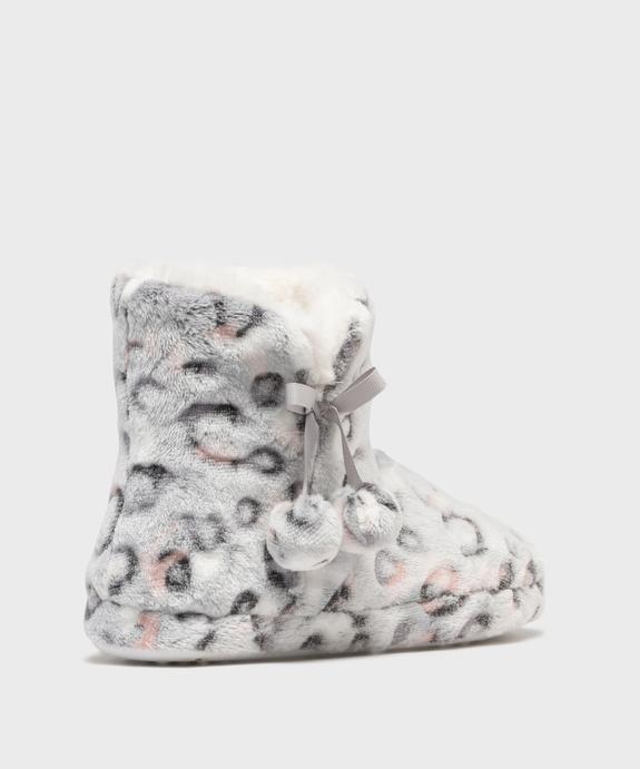 Chaussons boots en velours fourrés à pompons femme  - GEMO 4G FEMME Chaussons boots en velours fourrés à pompons femme  vue4 - GEMO 4G FEMME - GEMO