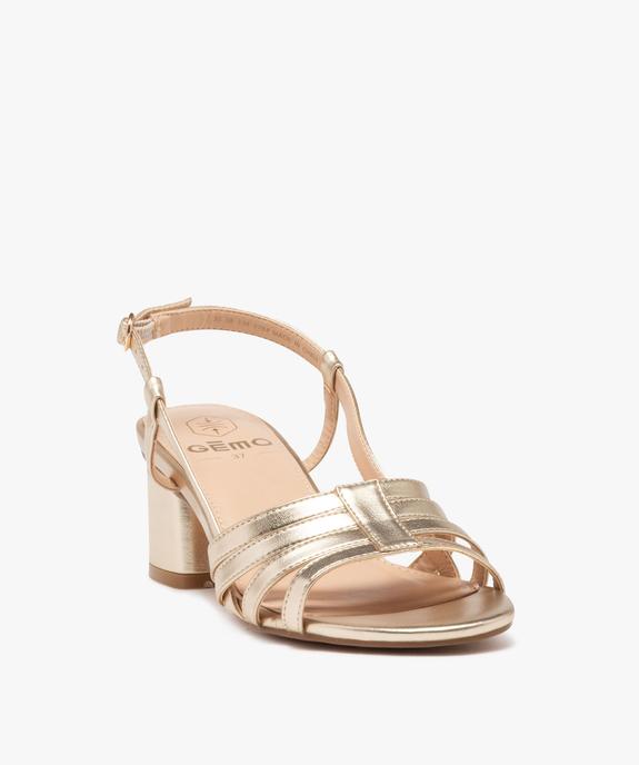 Sandales femme à talon carré brides métallisées   vue3 - GEMO(URBAIN) - GEMO