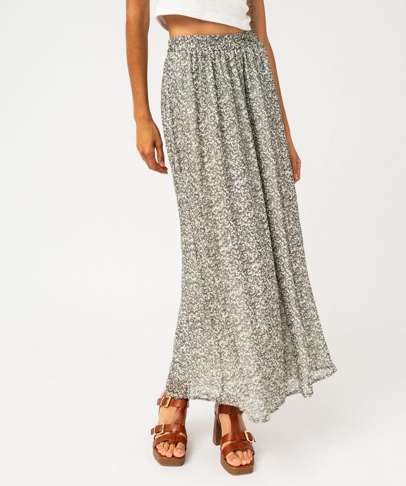 Jupe longue en voile fleuri femme vue1 - GEMO(FEMME PAP) - GEMO