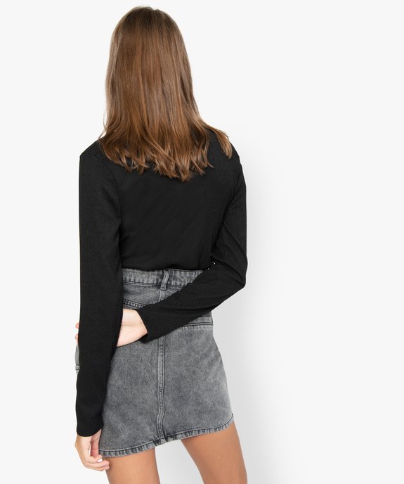Tee-shirt femme en crêpe effet cache-cœur vue3 - GEMO(FEMME PAP) - GEMO