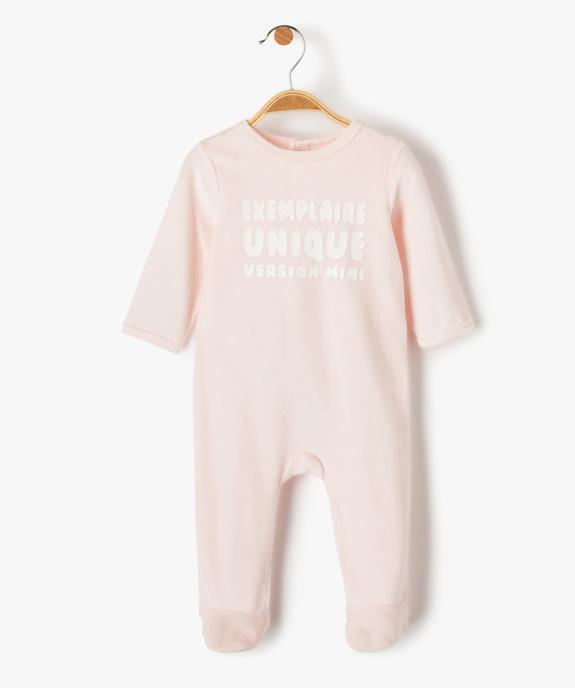 Pyjama dors-bien bébé en velours avec inscription vue1 - PREMIER PRIX BY GEMO - GEMO