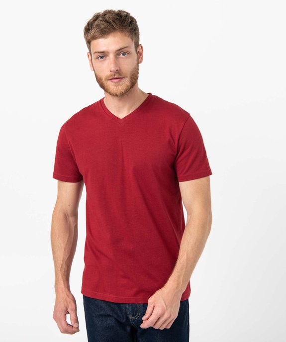 Tee-shirt à manches courtes et col V homme vue1 - GEMO 4G HOMME - GEMO