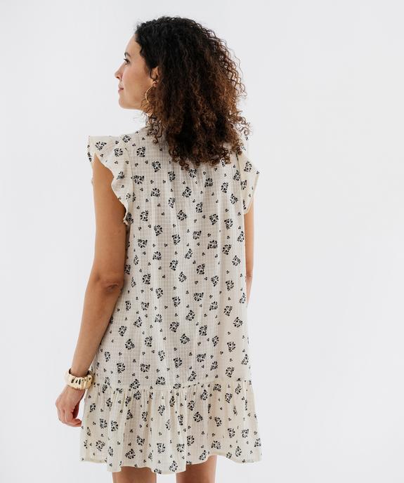 Robe courte sans manches en voile de coton fleuri femme vue3 - GEMO(FEMME PAP) - GEMO