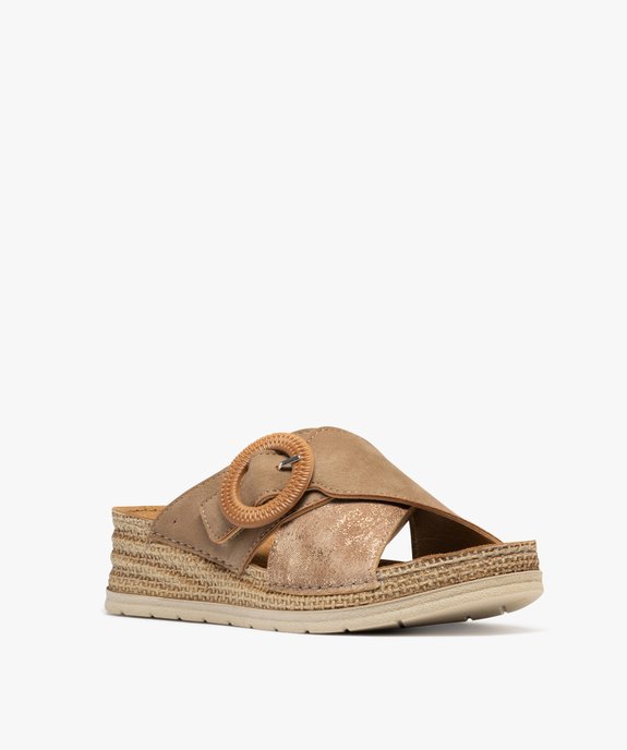 Mules à talon compensé et larges brides fantaisie femme vue2 - VALENTINA BALDA - GEMO